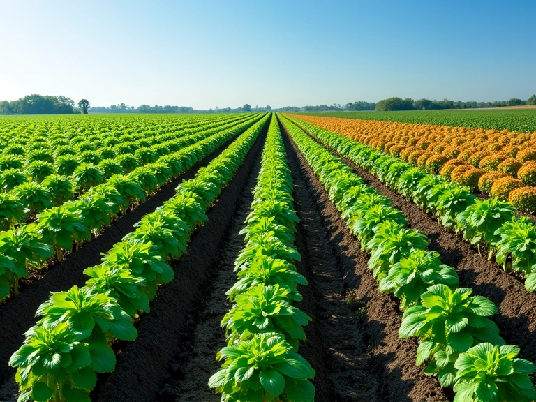 Sustainable agriculture field with diverse crops