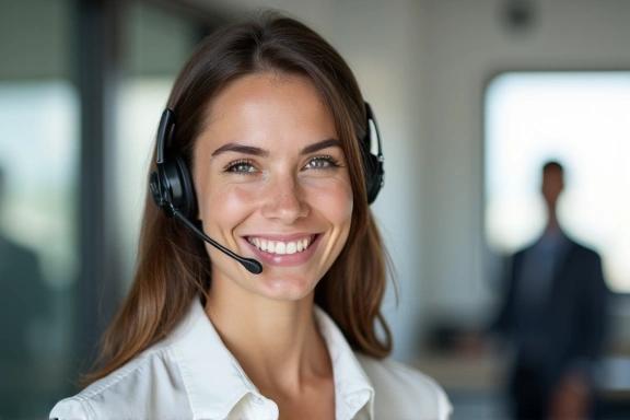 Friendly customer service representative smiling