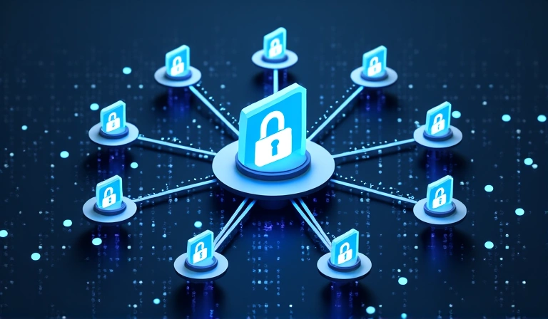 Illustration of secure data sharing with interconnected nodes