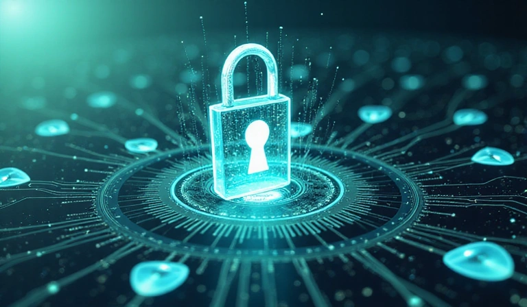 Illustration of data privacy and security with a lock icon