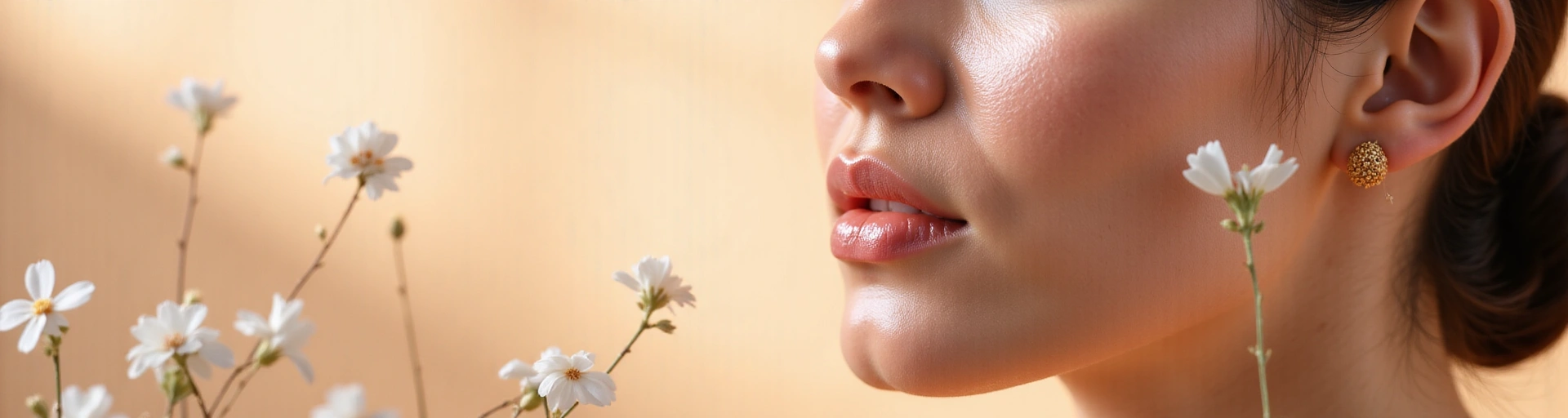 Natural beauty and skincare elements like glowing skin and botanicals